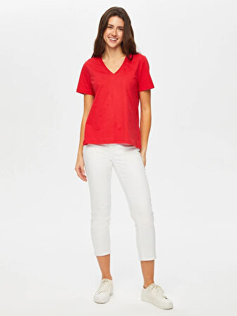 %100 Pamuk V Yaka T-Shirt 007