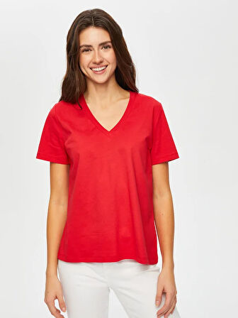 %100 Pamuk V Yaka T-Shirt 007