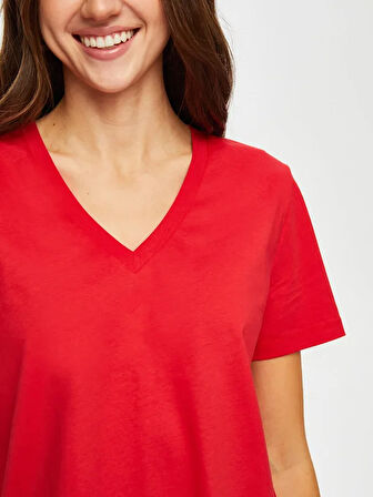 %100 Pamuk V Yaka T-Shirt 007