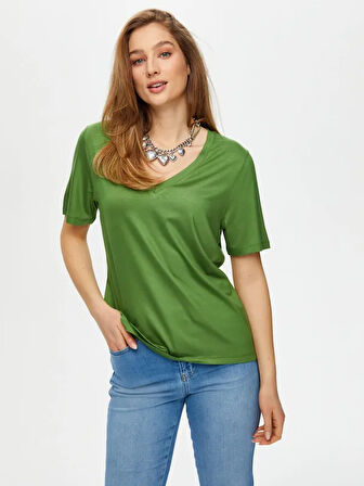 V Yaka Kısa Kol  T-Shirt S25TSH001