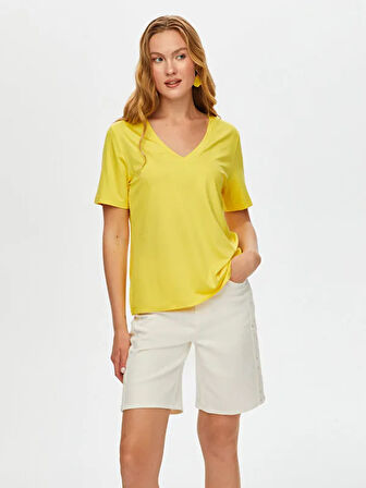 V Yaka Kısa Kol  T-Shirt S25TSH001