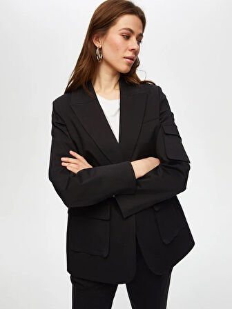 Kargo Cep Detaylı Pamuklu Blazer Ceket 018