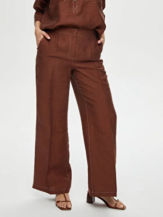 Wide Leg Fit Ütü İzli Tensel Keten Pantolon S25PNT018
