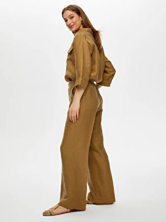 Wide Leg Fit Ütü İzli Tensel Keten Pantolon S25PNT018
