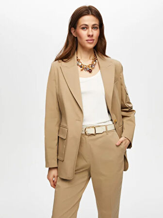 Kargo Cep Detaylı Pamuklu Blazer Ceket 018