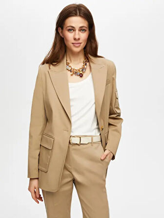 Kargo Cep Detaylı Pamuklu Blazer Ceket 018