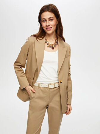 Kargo Cep Detaylı Pamuklu Blazer Ceket 018