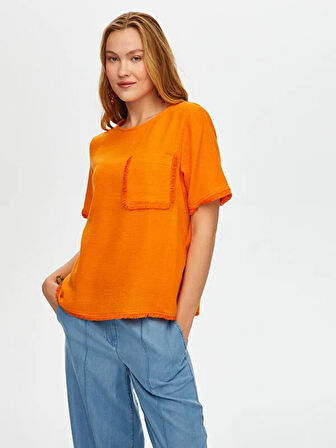 Püskül Şerit Detaylı Yuvarlak Yaka Bluz S25BLZ029