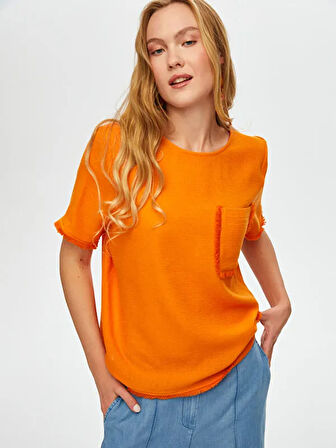 Püskül Şerit Detaylı Yuvarlak Yaka Bluz S25BLZ029