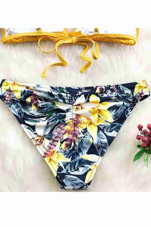 Angelsin Çiçekli Bikini Alt Çok Renkli