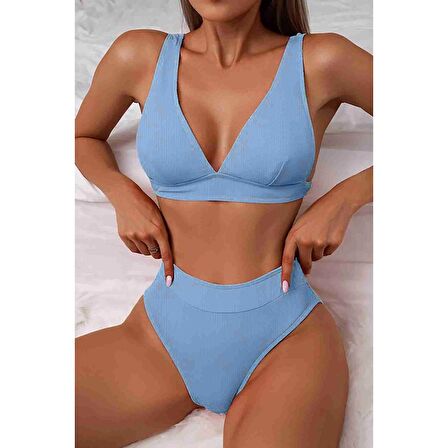 Angelsin Yüksel Bel Bikini Altı Mavi
