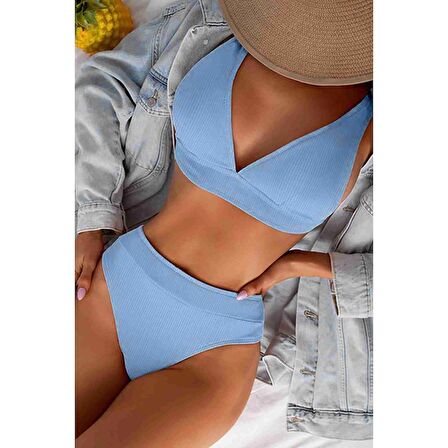 Angelsin Şık Bikini Üstü Mavi
