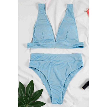 Angelsin Şık Bikini Üstü Mavi