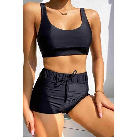 Angelsin Tankini Bikini Üstü Siyah