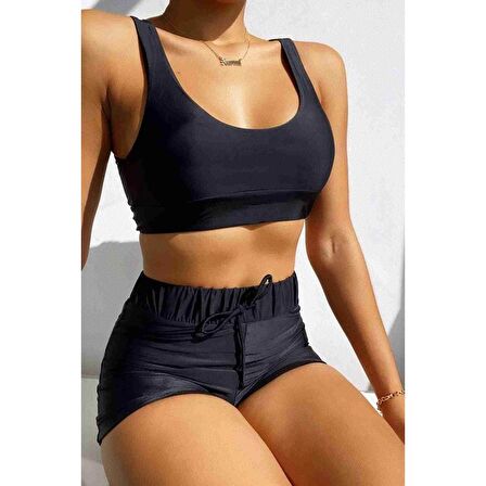 Angelsin Tankini Bikini Üstü Siyah