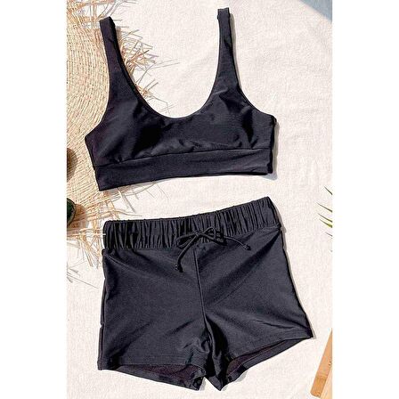 Angelsin Tankini Bikini Üstü Siyah