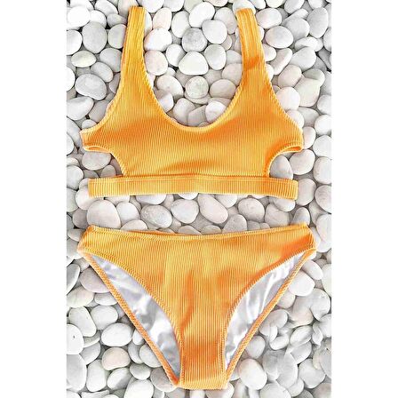 Angelsin Özel Kumaş Bikini Üstü Sarı