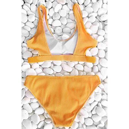 Angelsin Özel Kumaş Bikini Üstü Sarı