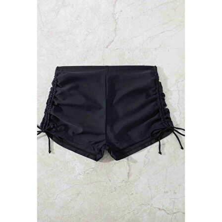 Angelsin Özel tasarım Büzgü Detaylı Bikini Altı Siyah