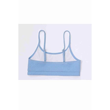 Angelsin Yüksek Bel Özel Kumaş Tankini Bikini Üstü Mavi