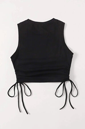 Merry See Yanları Büzgülü Kolsuz Bluz Crop Top Atlet