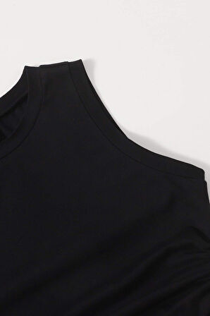 Merry See Yanları Büzgülü Kolsuz Bluz Crop Top Atlet
