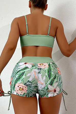 Angelsin Büzgü Ayarlı Baskılı Bikini Takımı
