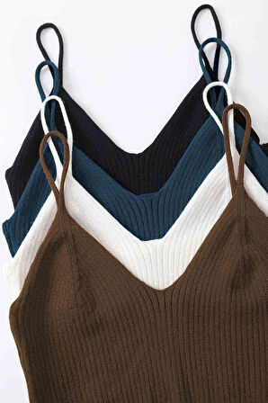 Angelsin 4 lü Paket Askılı Bluz Crop