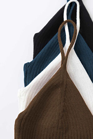 Angelsin 4 lü Paket Askılı Bluz Crop