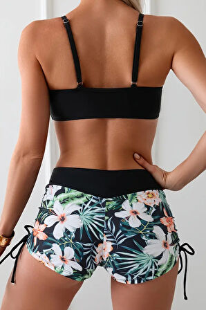 Angelsin Büzgü Ayarlı Baskılı Bikini Takımı