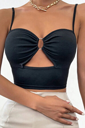 Merry See  Aksesuarlı Şık Crop Büstiyer T-shirt