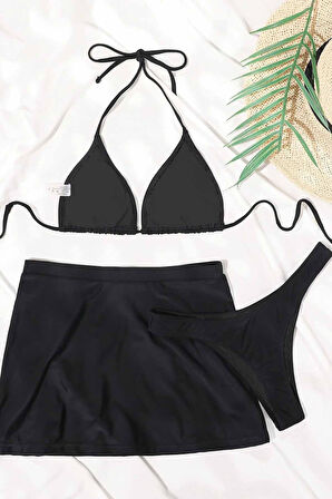 Angelsin Deniz Etekli 3 lü Bikini Takım (Çıkartılabilir Kaplı)