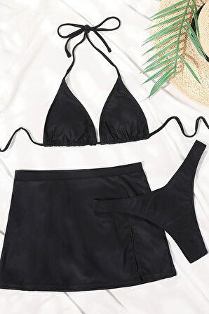 Angelsin Deniz Etekli 3 lü Bikini Takım (Çıkartılabilir Kaplı)