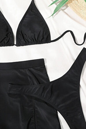 Angelsin Deniz Etekli 3 lü Bikini Takım (Çıkartılabilir Kaplı)