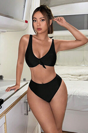 Angelsin Şık Yüksek Bel Bikini Takım (Çıkartılabilir Kaplı)