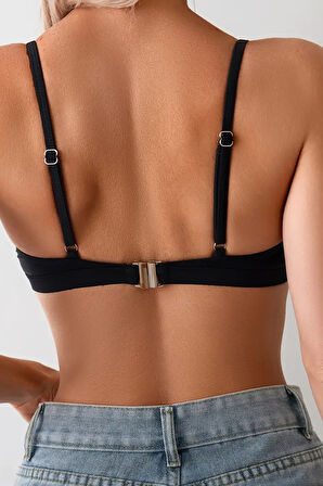 Angelsin Metal Kopçalı Şık Bikini Üstü (Çıkartılabilir Kaplı)