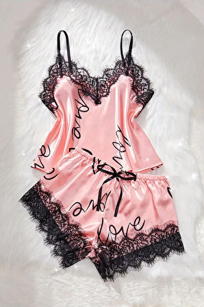 Merry See Love Kalp Baskılı Şortlu Pijama Takımı
