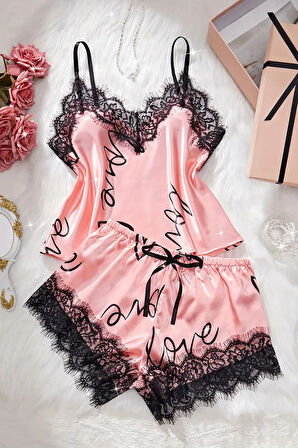Merry See Love Kalp Baskılı Şortlu Pijama Takımı