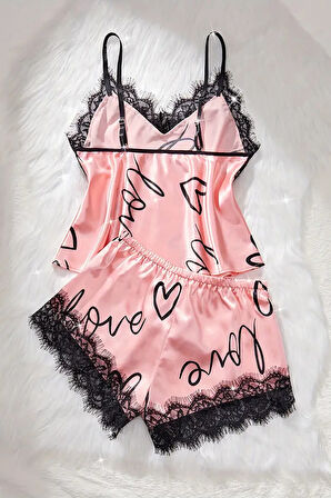 Merry See Love Kalp Baskılı Şortlu Pijama Takımı