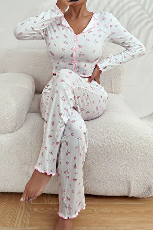 Merry See Baskılı Özel Kumaş Pijama Takımı