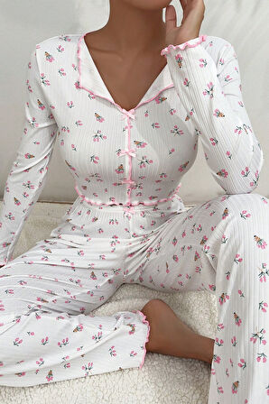Merry See Baskılı Özel Kumaş Pijama Takımı
