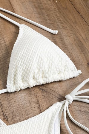 Angelsin Bağlamalı Alt Üst Pareo Üçgen 4'lü Brezilya Bikini Takım Set(Çıkartılabilir Kaplı)