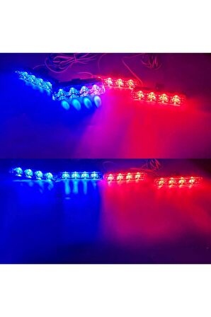 Flaş Led Flaşlı Kırmızı-mavi 12v 16 Led 4x4 F1 Ahşap Kumandalı