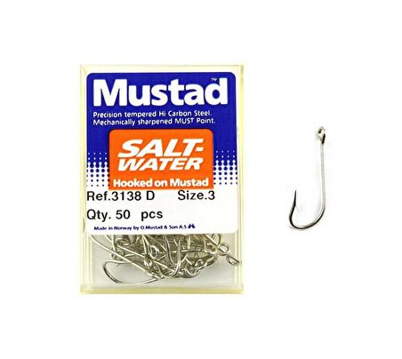 Mustad Saltwater 3138 D No:3 50 Pcs