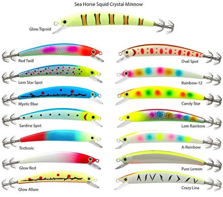 Sea Horse Squid Crystal Minnow115mm 23g Rainbow-12