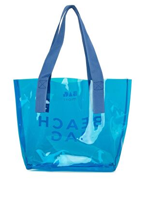 Mavi  Beach Bag Baskılı Şeffaf Plaj Çantası M000007257