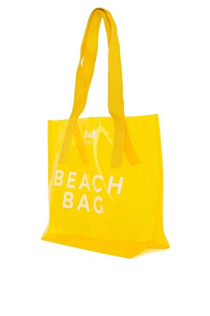 Sarı  Beach Bag Baskılı Şeffaf Plaj Çantası M000007257