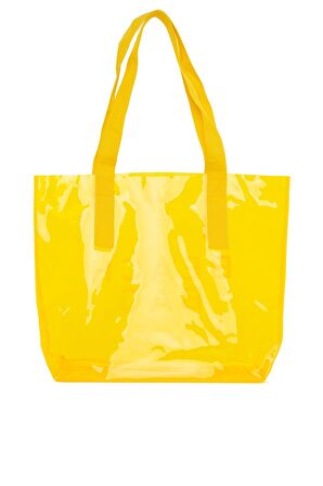 Sarı  Beach Bag Baskılı Şeffaf Plaj Çantası M000007257