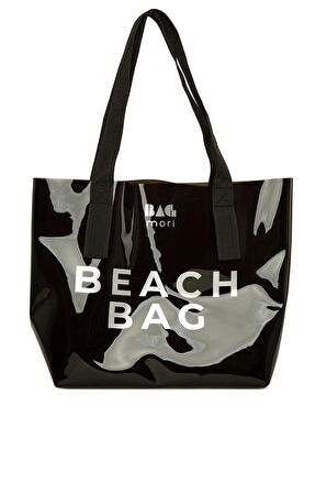 Siyah  Beach Bag Baskılı Şeffaf Plaj Çantası M000007257