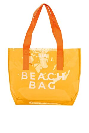 Turuncu  Beach Bag Baskılı Şeffaf Plaj Çantası M000007257